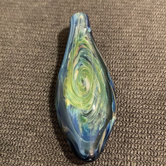 Abstract handmade hand blown glass pendant beautiful multicolor wearable art - Picture 4 of 16